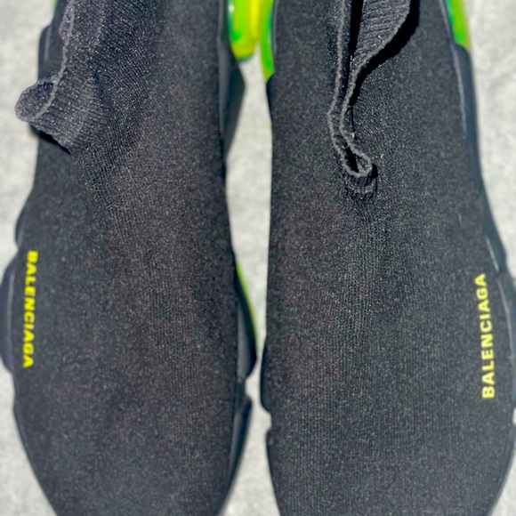 balenciaga speed trainer black and green *used* - Picture 2 of 2